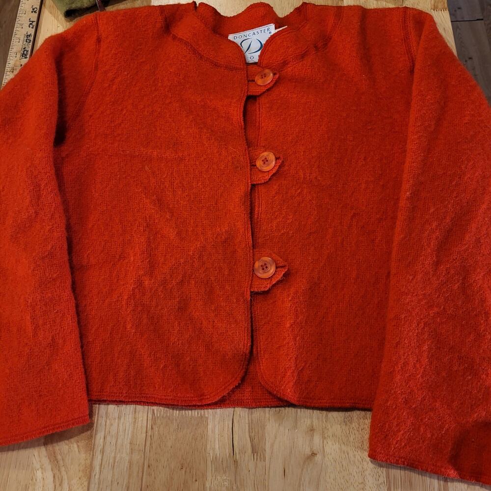 Vintage Doncaster 100% Wool Red Sweater Button Detail Size 4 21" P2P